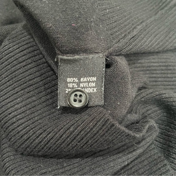 Bogari Black V-Neck Button Front & Sleeve Women's Cardigan Sweater Shirt Top - Picture 9 of 10